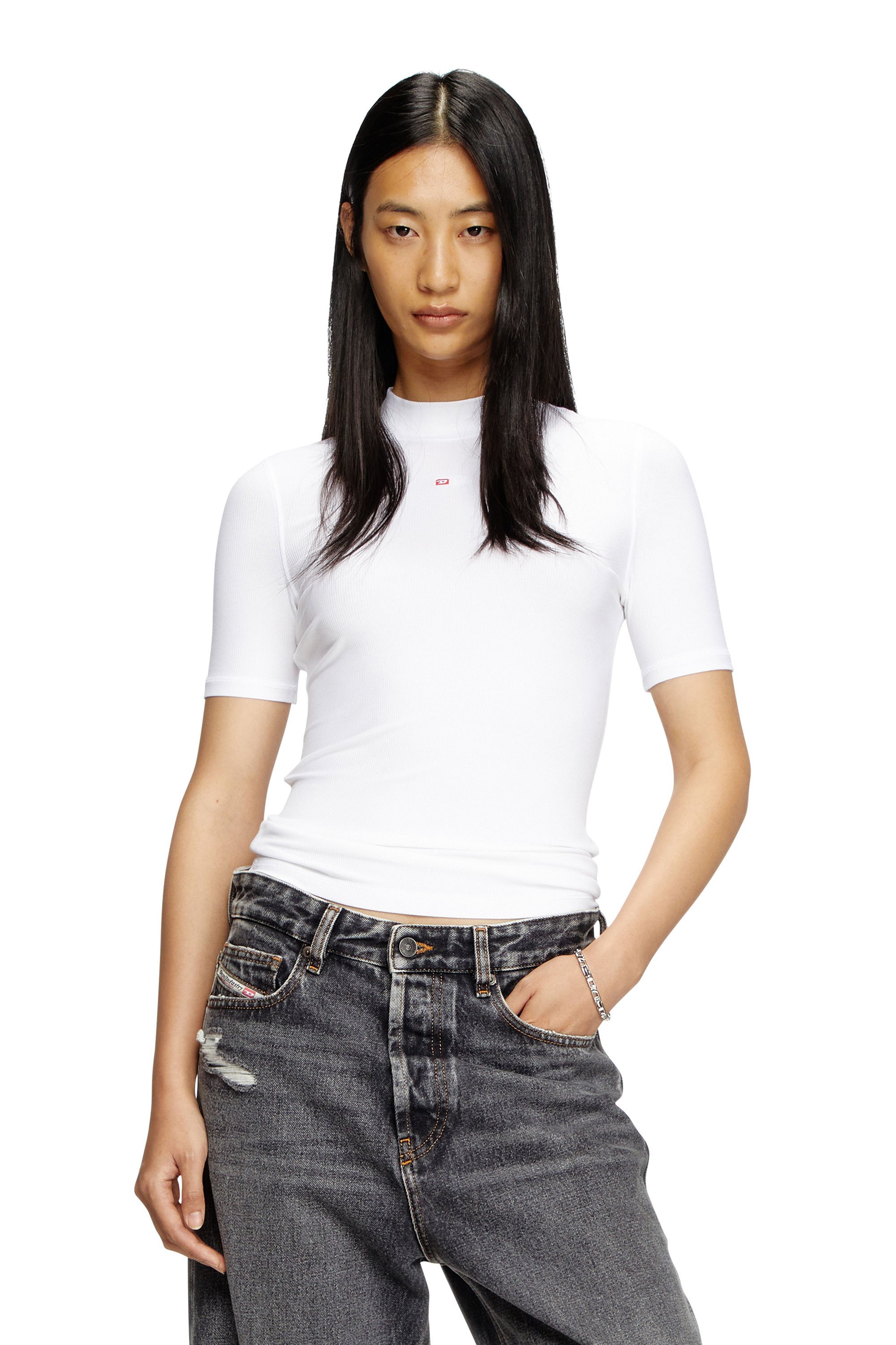 DIESEL｜レディース Tシャツ モックネック リブ トップス | Rakuten