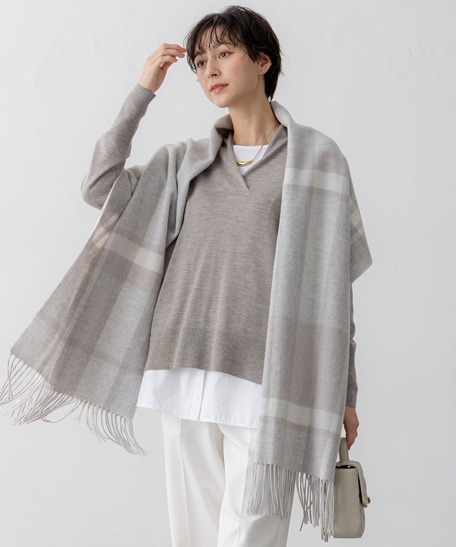 23区｜カシミヤ チェック ストール | Rakuten Fashion(楽天