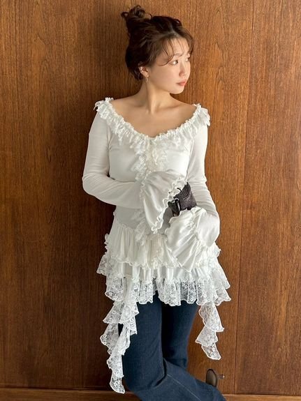 SNIDEL｜ティアードフリルカットソープルオーバー | Rakuten Fashion