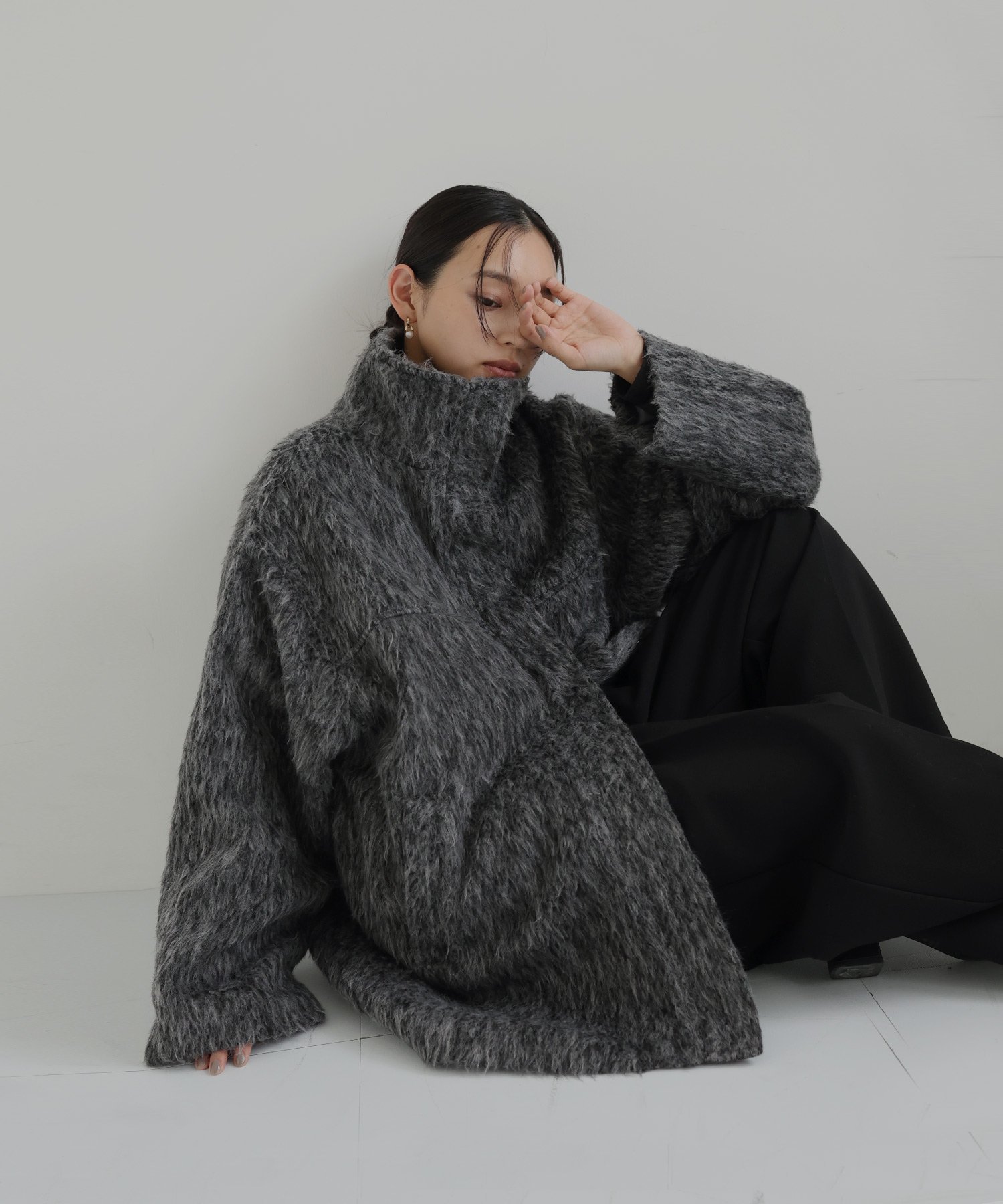hellam｜シャギースタンドカラーコート | Rakuten Fashion(楽天