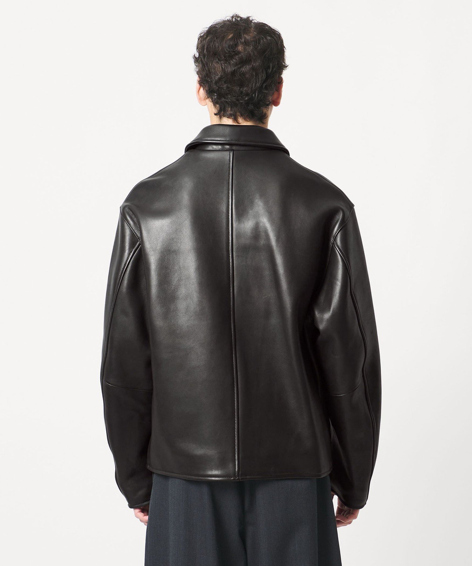 【美品】ラムレザー パフスリーブジャケット UNITED ARROWS｜<LOEFF> ラムレザー バイカー ジャケット UNISEX