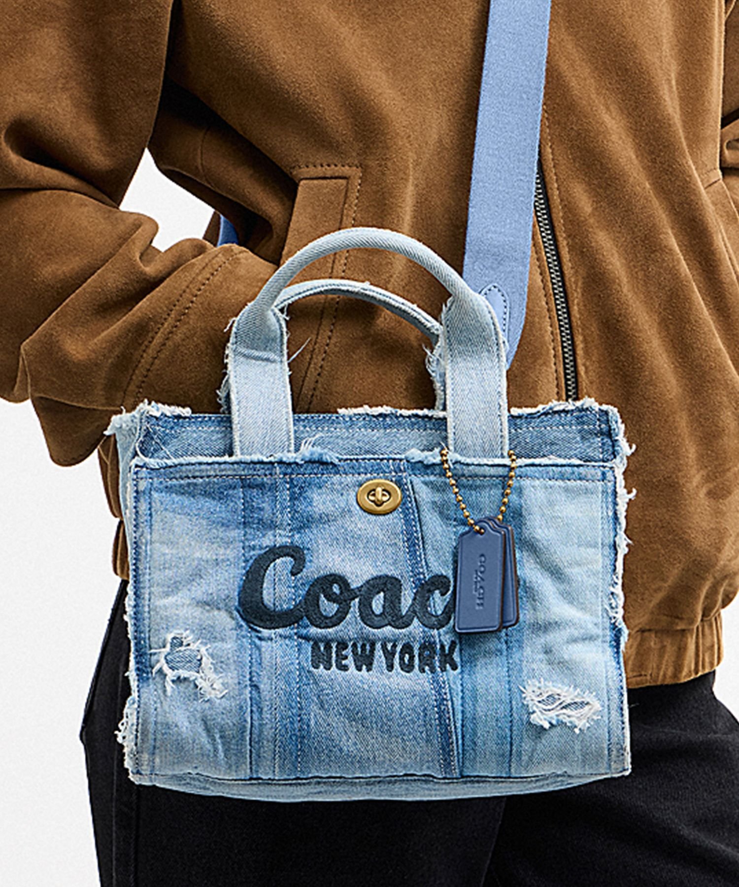 COACH コーチ ミニハンドバッグ パッチワーク デニム 青 F40530 COACH