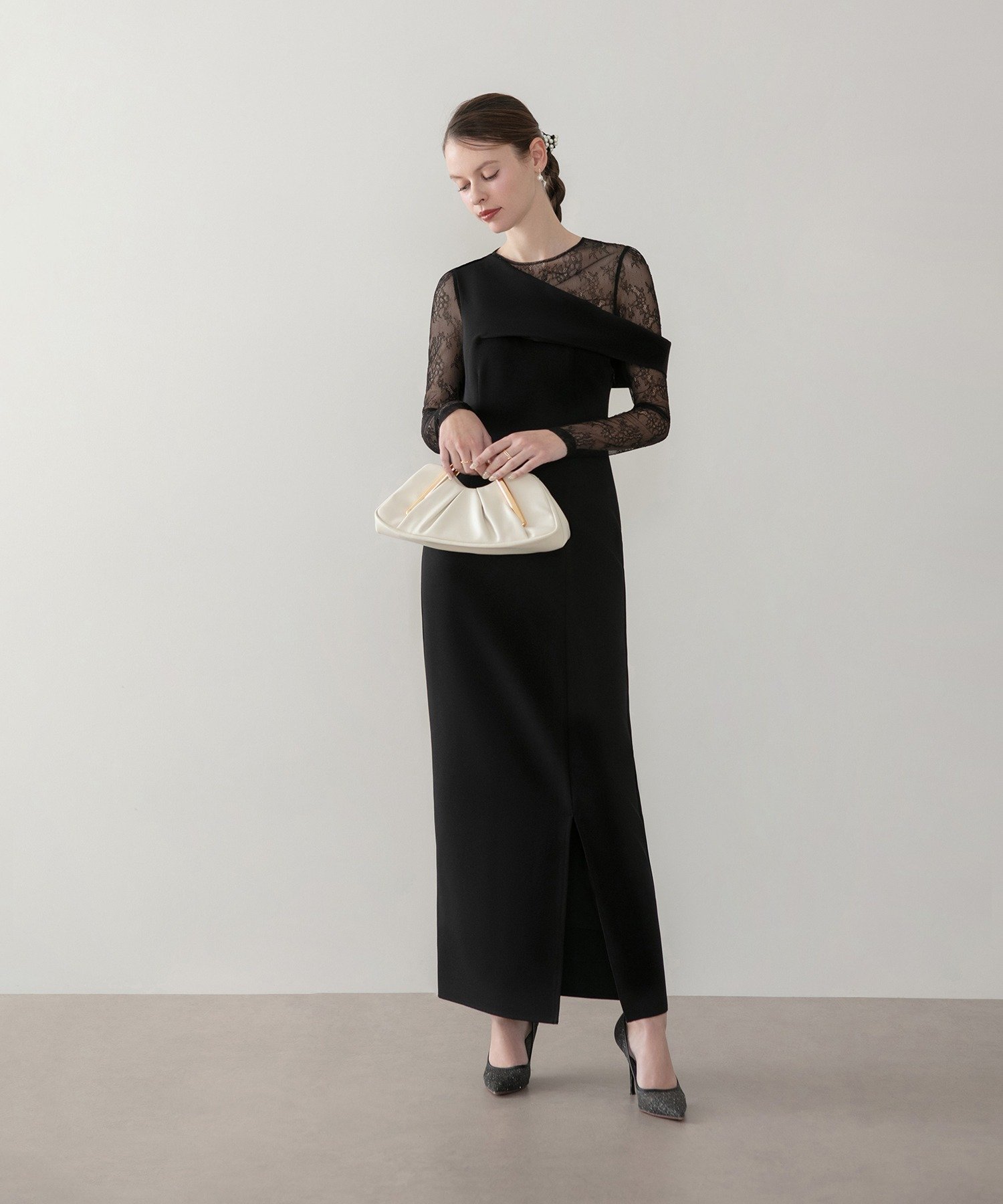 Leja｜ビジューネックスパンコールシアーマーメイドワンピースドレス