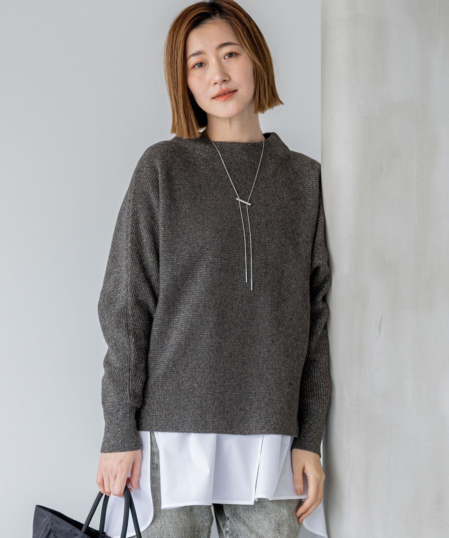 23区｜【洗える】ウールカシミヤラメ ドルマンスリーブ ニット