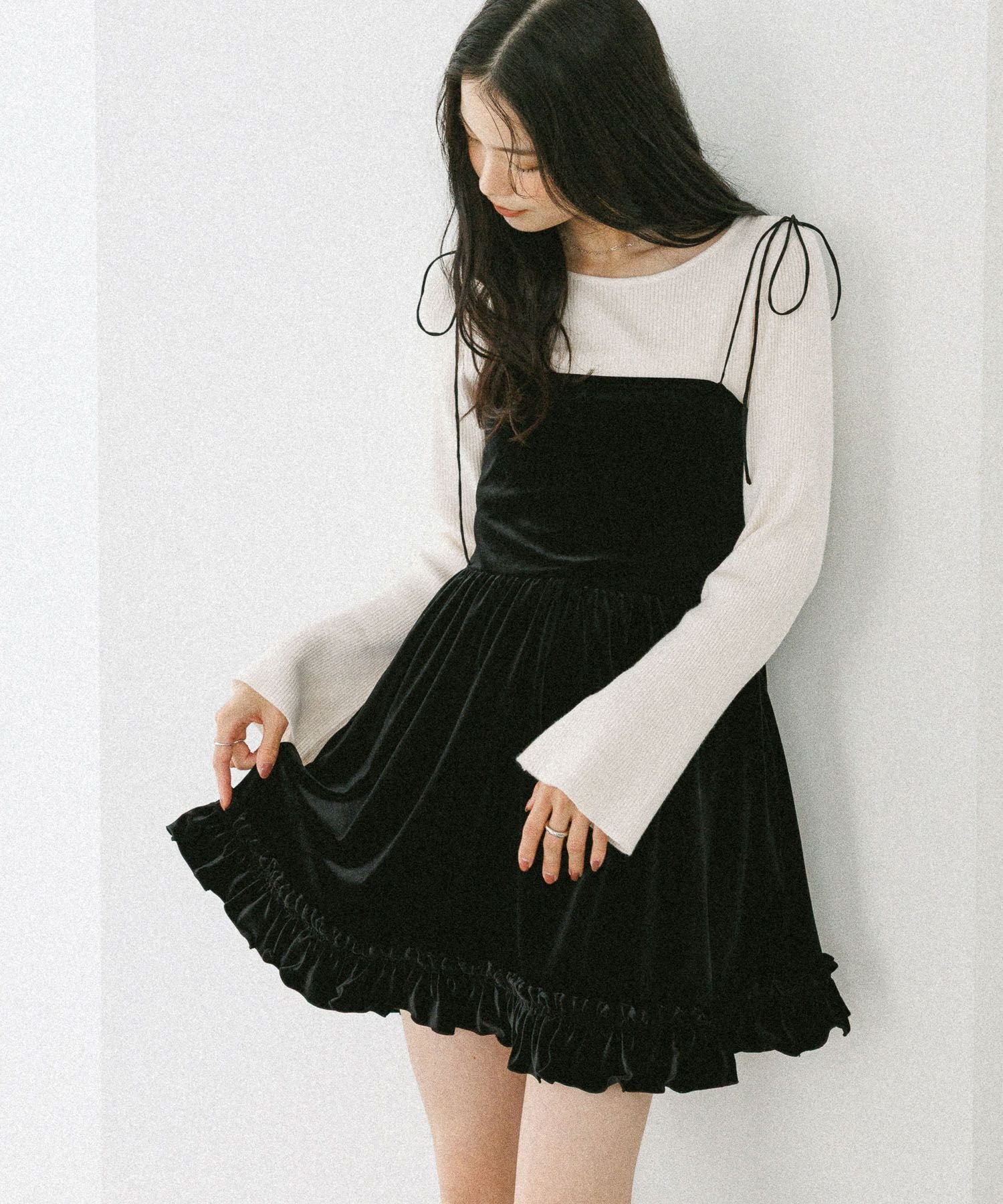 Heather｜ベロアフリルキャミミニワンピース | Rakuten Fashion(楽天