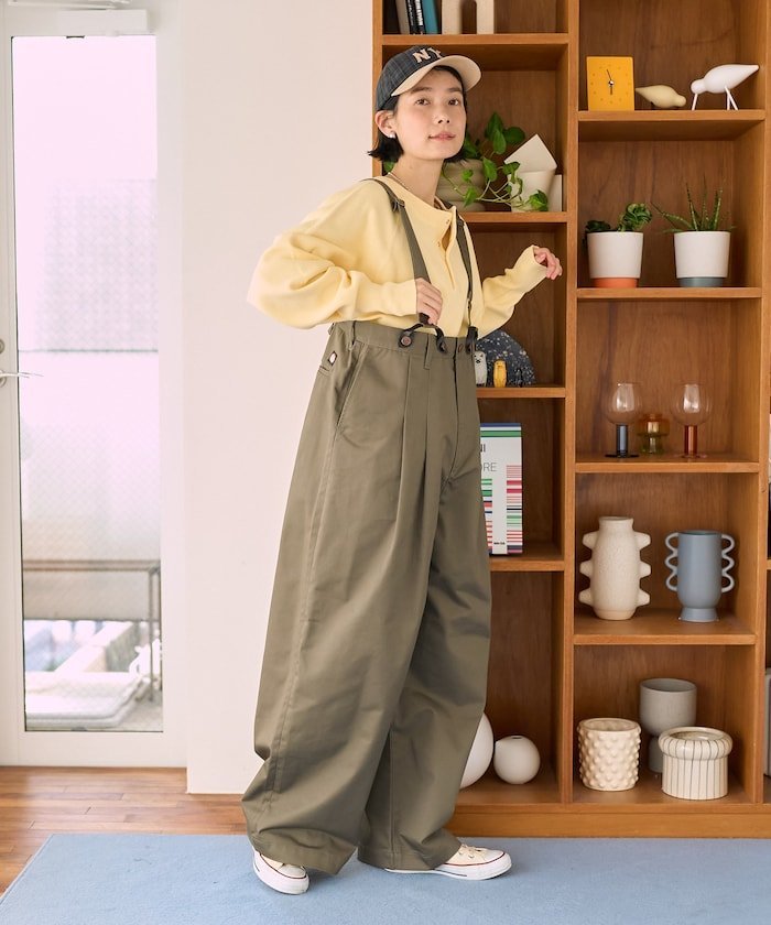 FREAK'S STORE｜別注 サスペンダー付き ビッグ 2タック ツイルパンツ