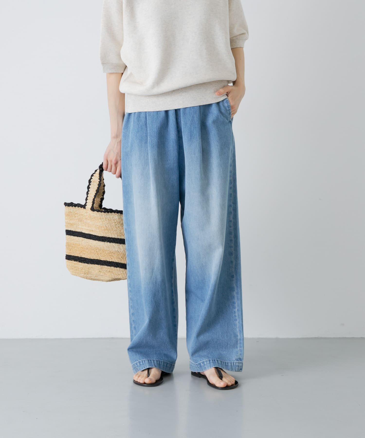かぐれ｜フェードデニムイージーパンツ | Rakuten Fashion(楽天