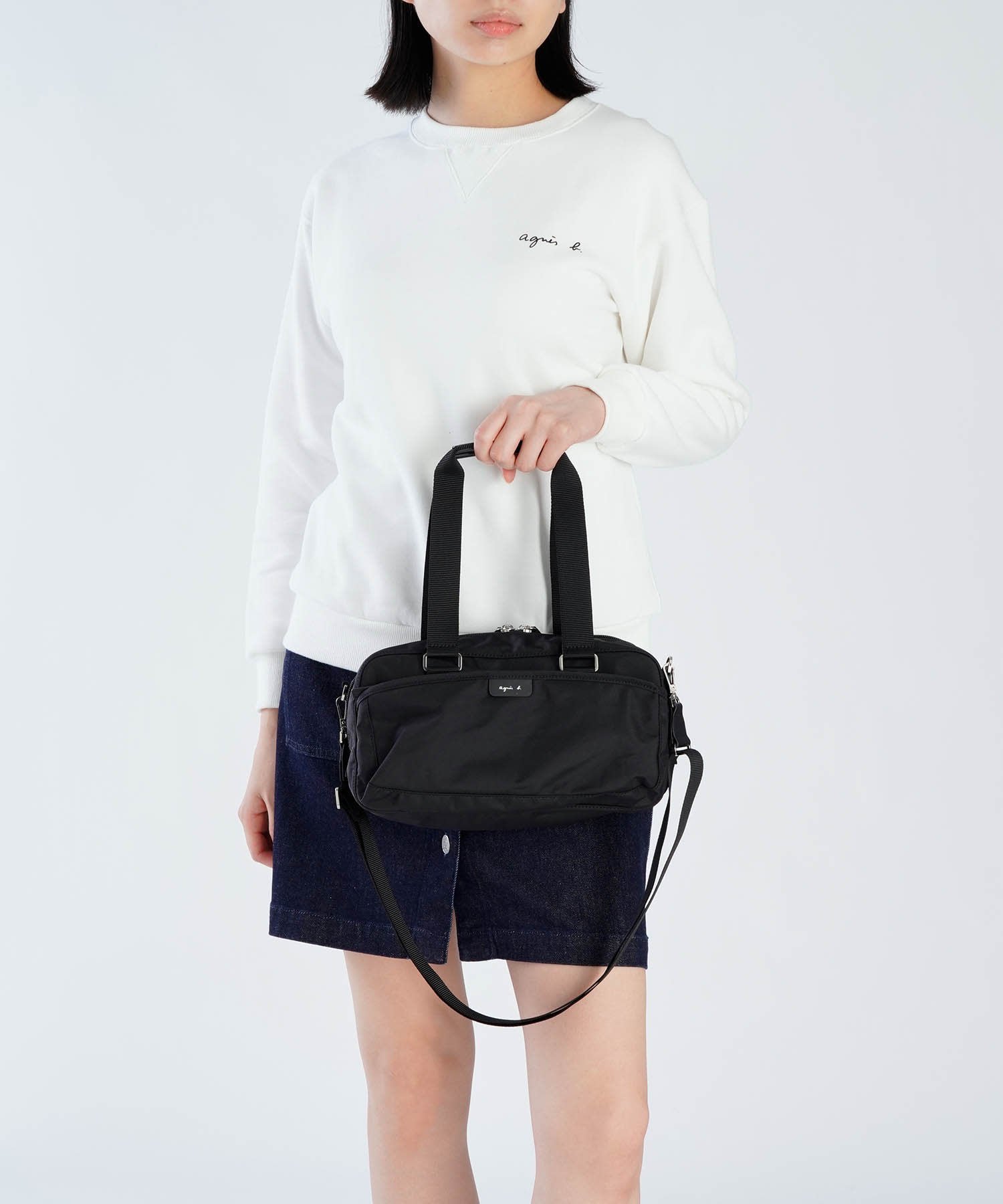 agnes b.｜ナイロン 2way スモール ボストンバッグ 