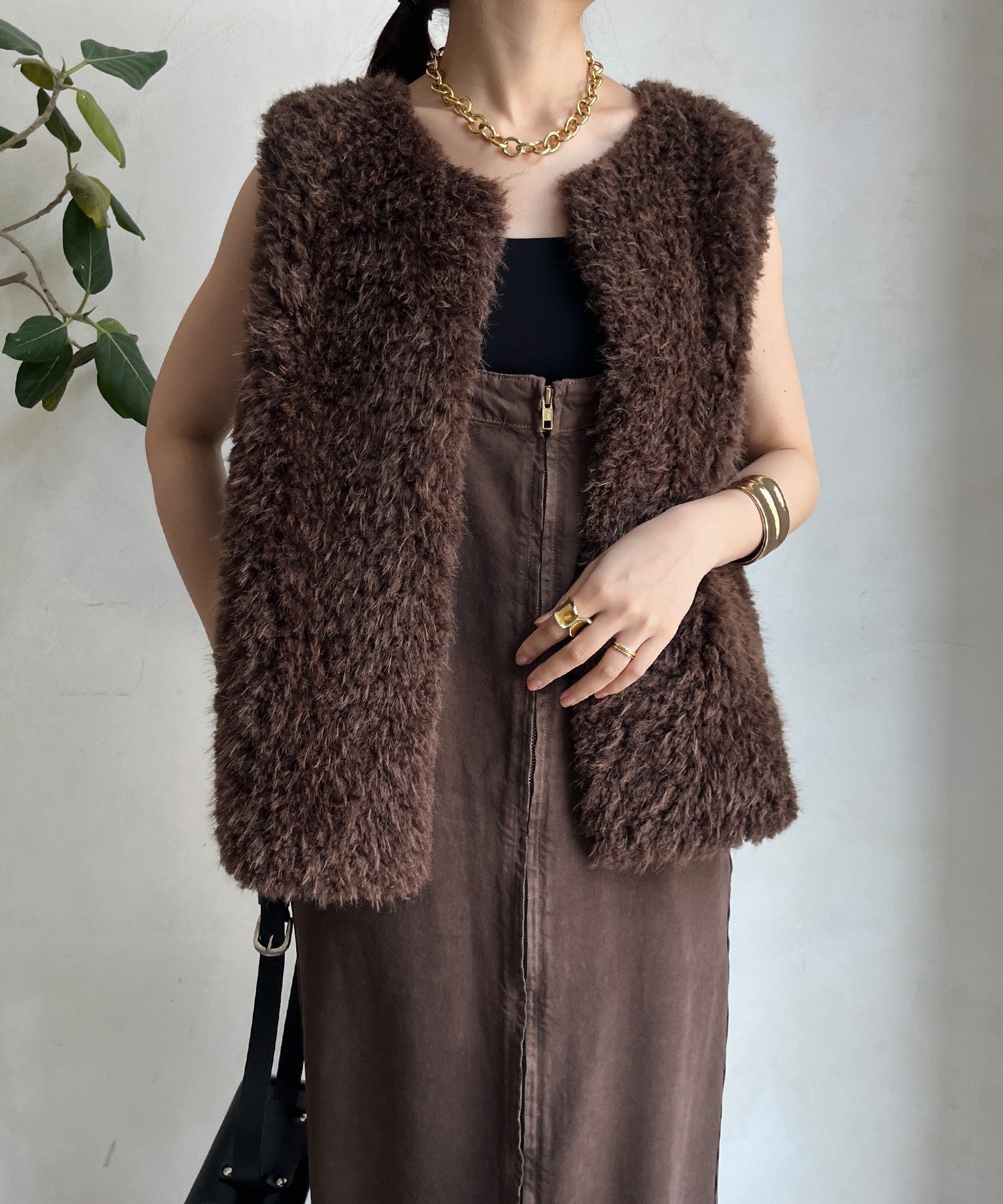 DOUDOU｜フェイクカシミヤファーベスト | Rakuten Fashion(楽天