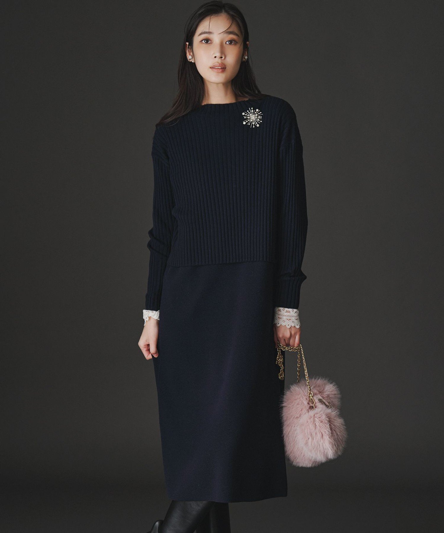 23区｜【洗える】レイヤードニットツイン ワンピース | Rakuten