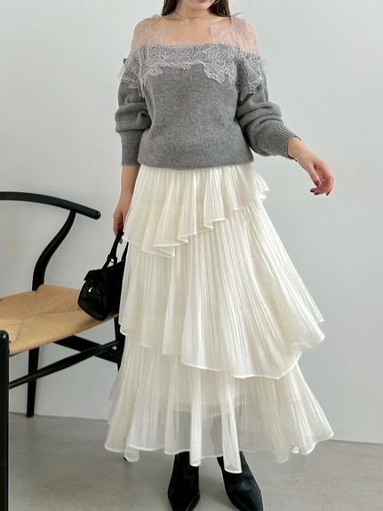 SNIDEL｜Sustainableプリーツティアードロングスカート | Rakuten
