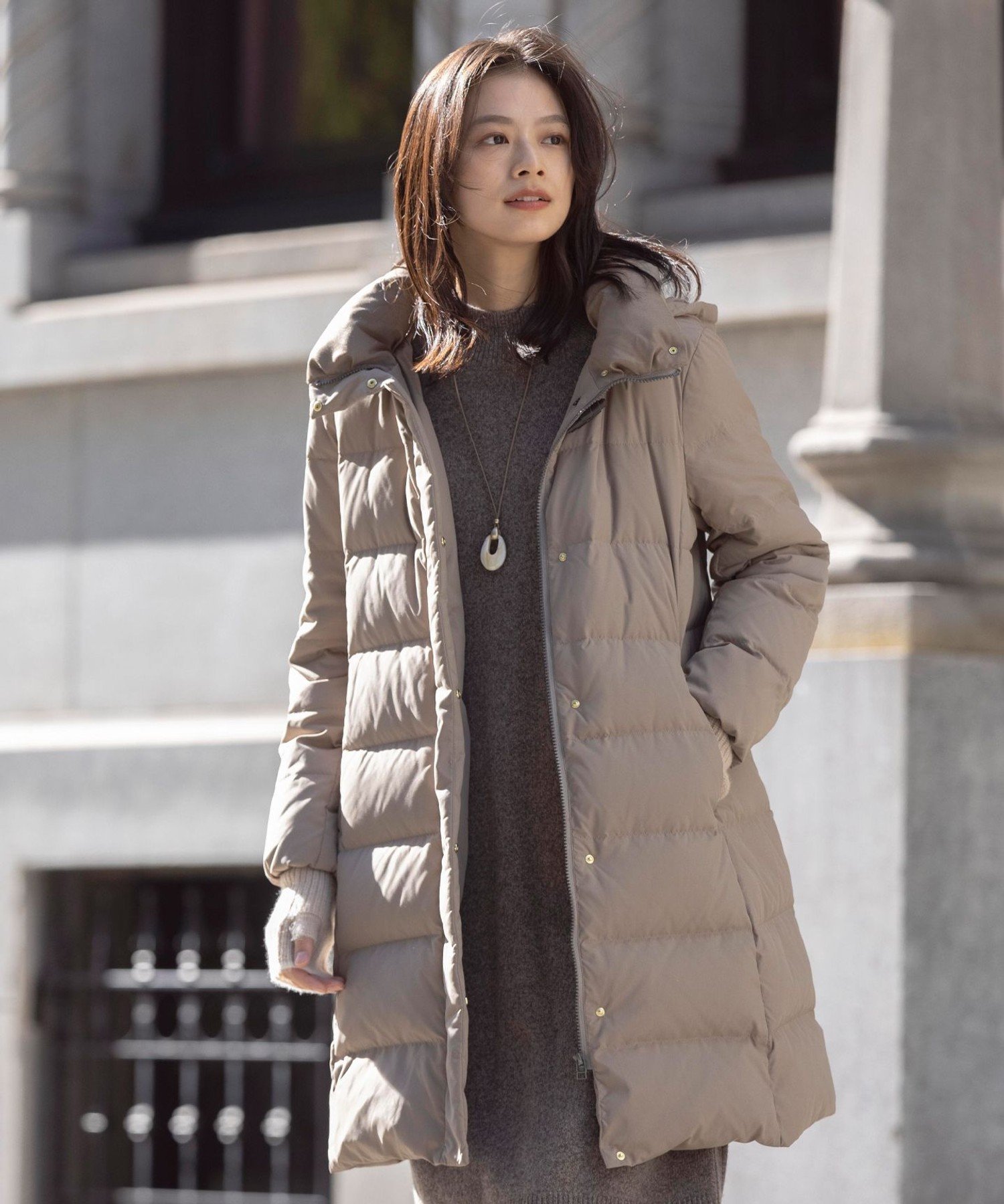 J.PRESS｜ブラッシュドマルチポリ ロング ダウン コート | Rakuten