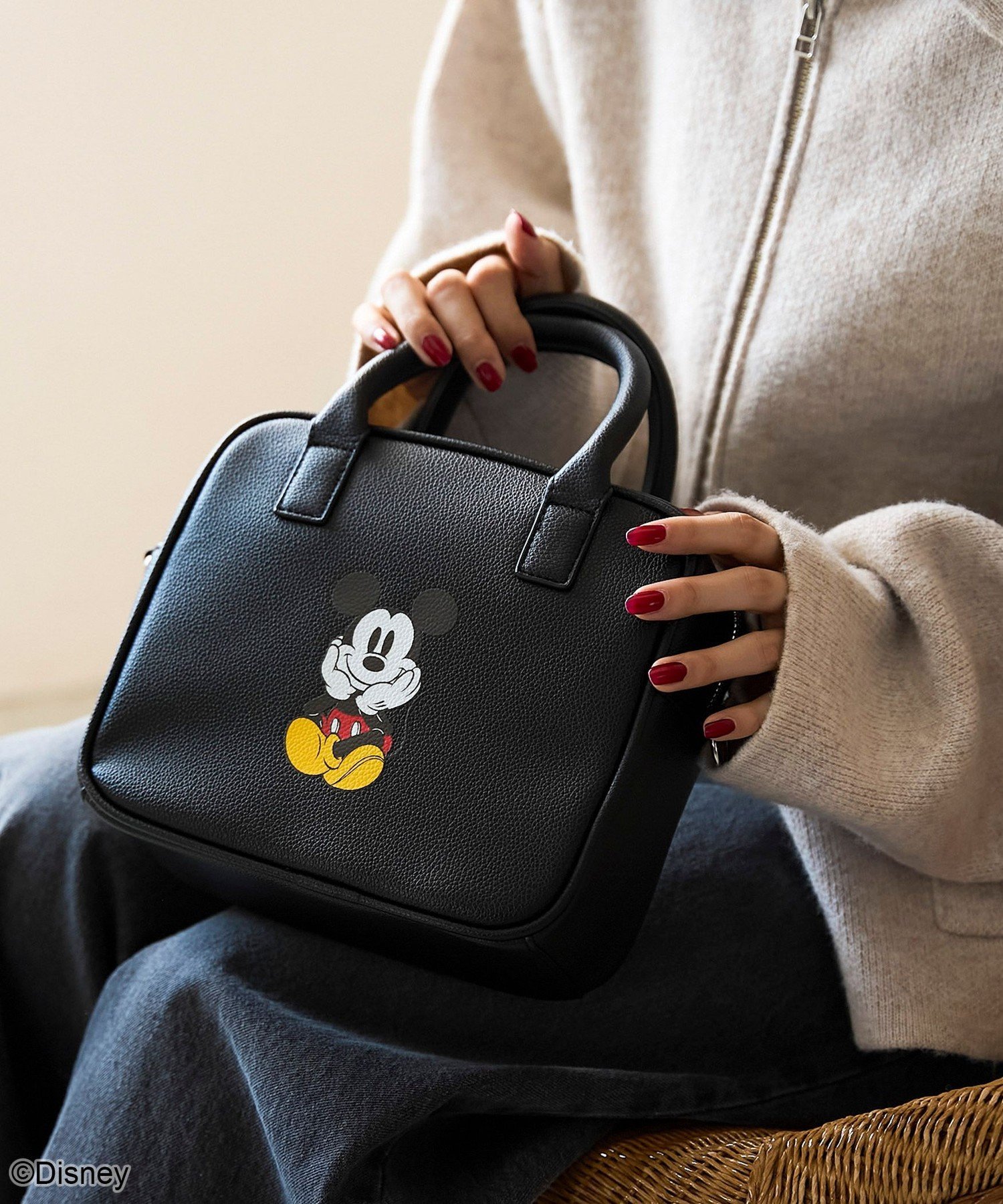 coen｜【MICKEY(ミッキー)/別注】レザーライクボストンバッグ