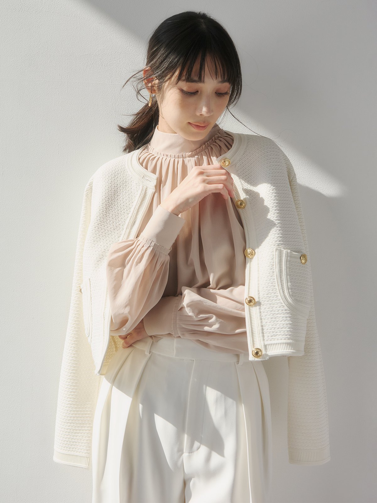 anuans｜ノーカラーラーベンニットジャケット | Rakuten Fashion(楽天