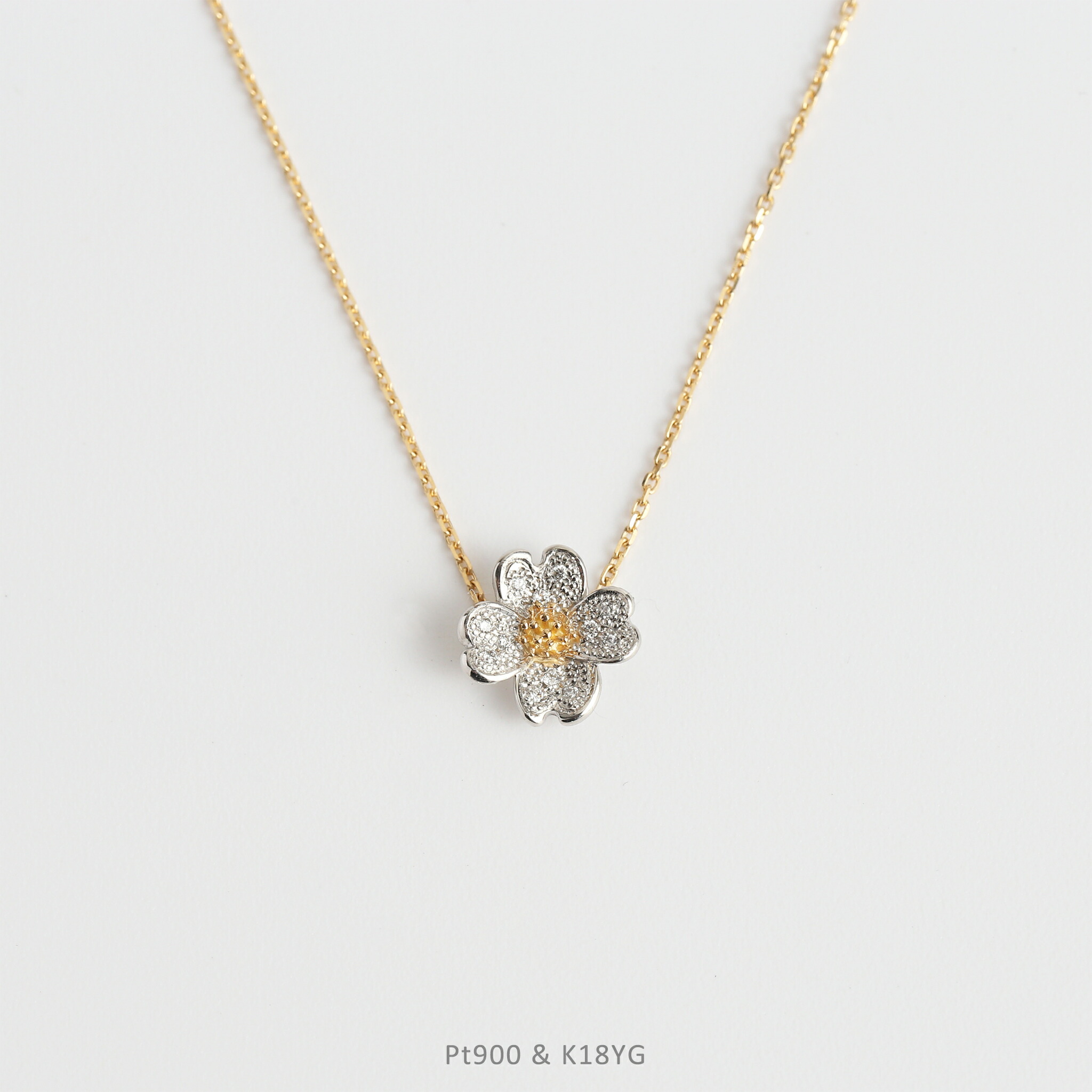 楽天市場】【Flowering / Necklace】Pt900&K18イエローゴールド 花