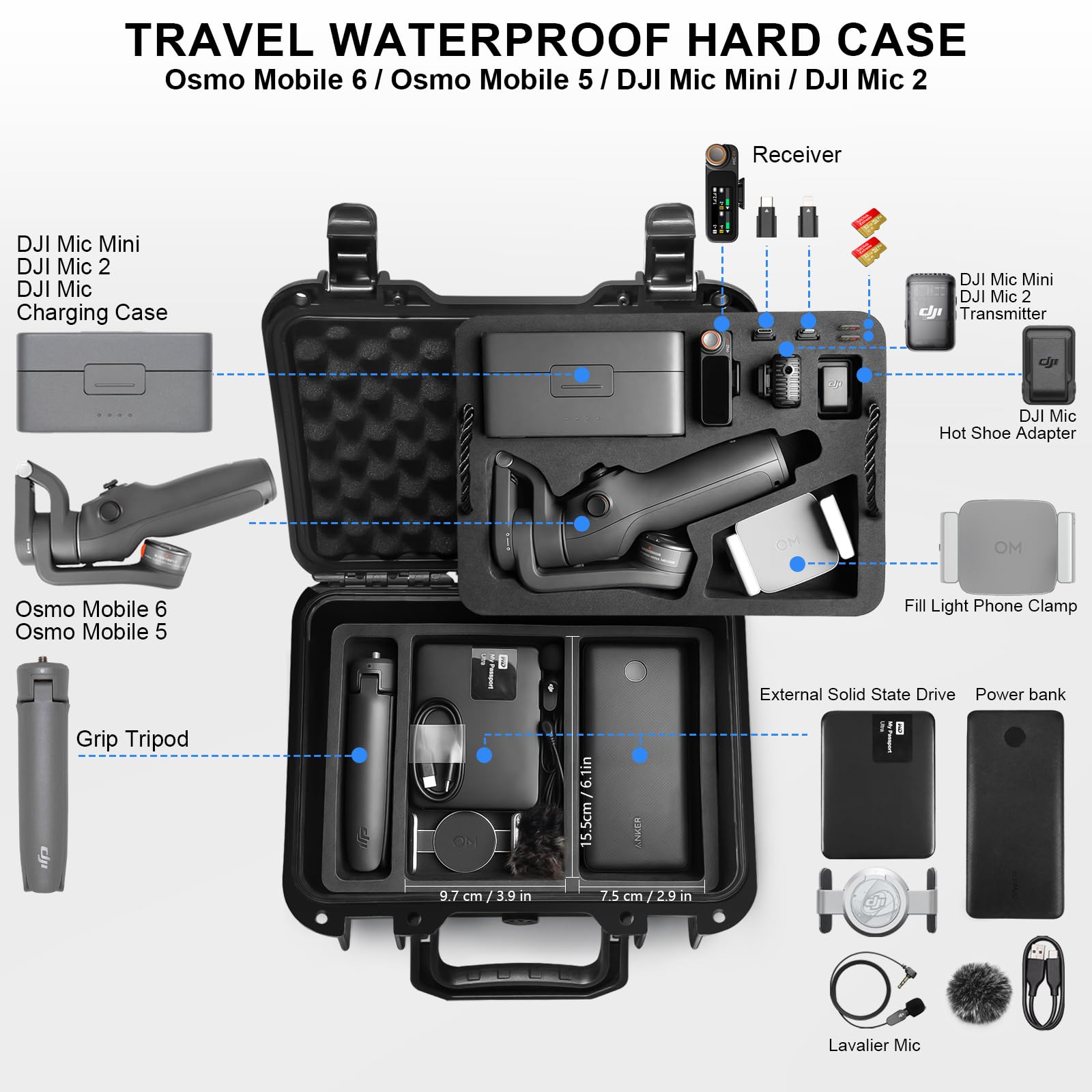 楽天市場】【送料無料】Lekufee 防水ハードケース DJI Osmo Mobile 6