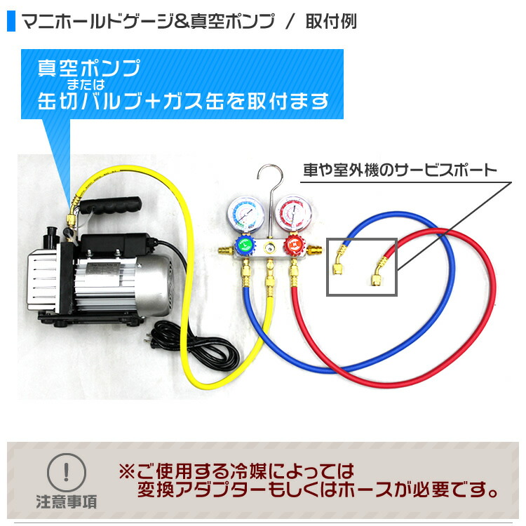 楽天市場】マニホールドゲージ R134a R12 R22 R502 対応 缶切