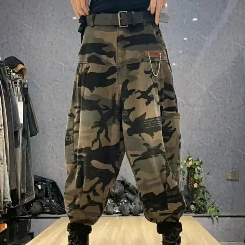 楽天市場】サルエルパンツ デニム ジーンズ 迷彩柄 デニムサルエル