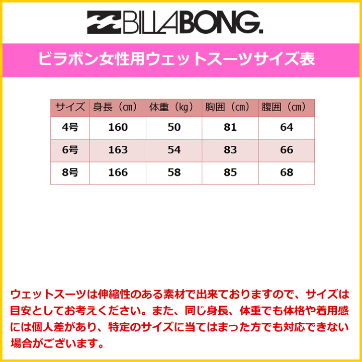 楽天市場】ビラボン ウェットスーツ レディース ロングジョン ウエット