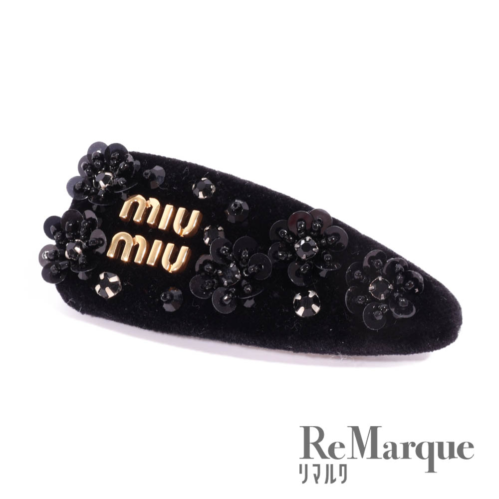 楽天市場】miumiu(ミュウミュウ) バレッタ スパンコール ベロア