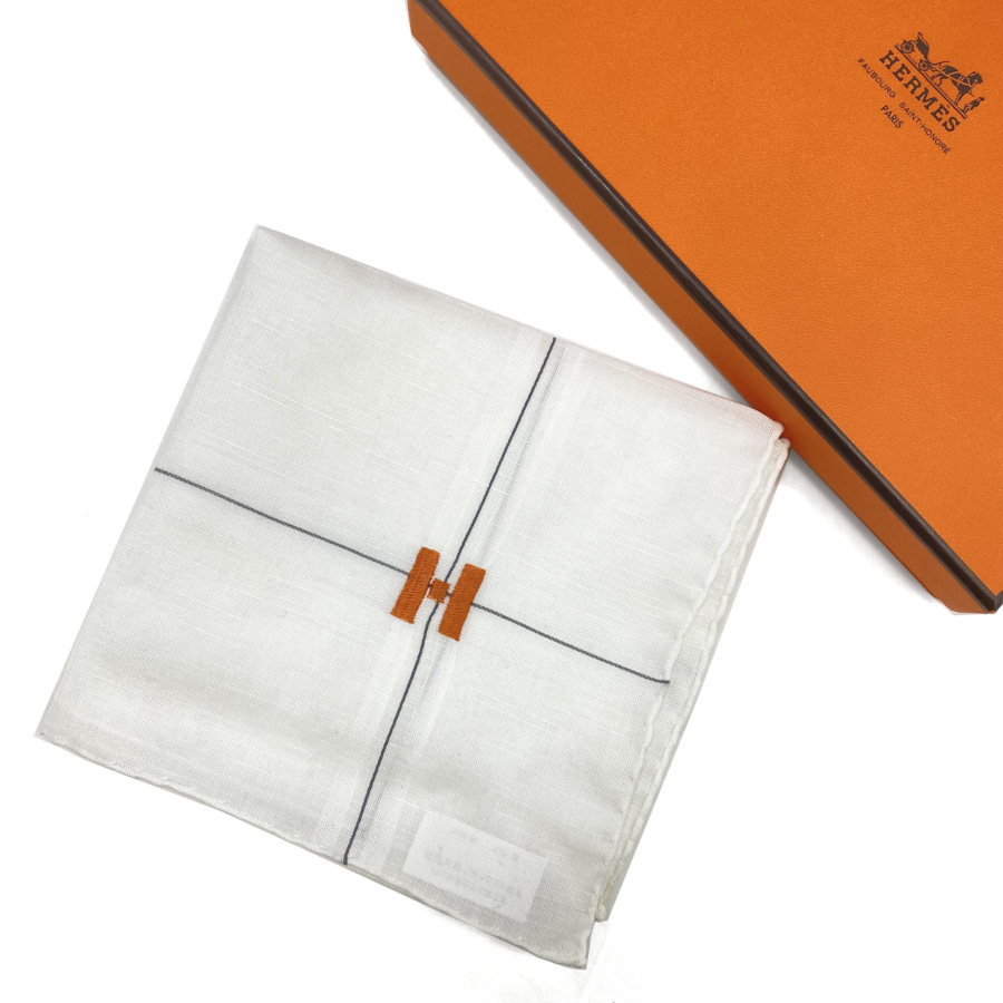 楽天市場】エルメス HERMES ハンカチーフ ホワイト オレンジ 白 H柄