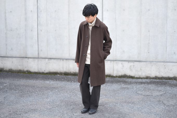 COMOLI -ヤクメルトン ショールカラーコート,バルカラーコート