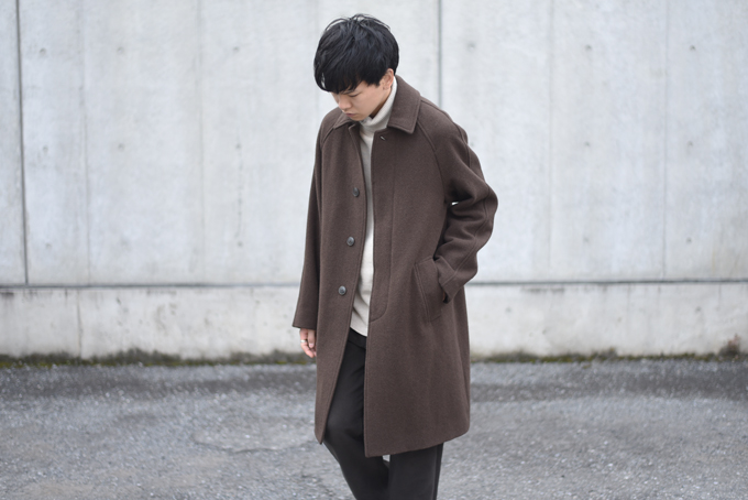 COMOLI -ヤクメルトン ショールカラーコート,バルカラーコート