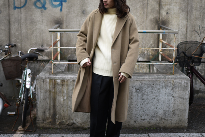 Style Look -AURALEE Cashmere Wool Mosser Chesterfield Coat
