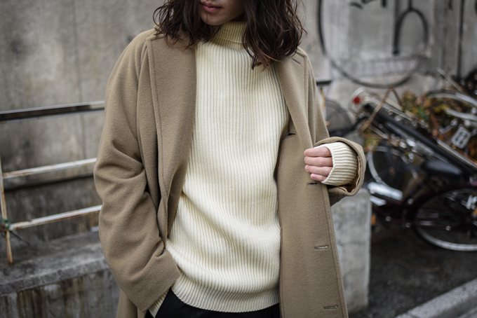 Style Look -AURALEE Cashmere Wool Mosser Chesterfield Coat
