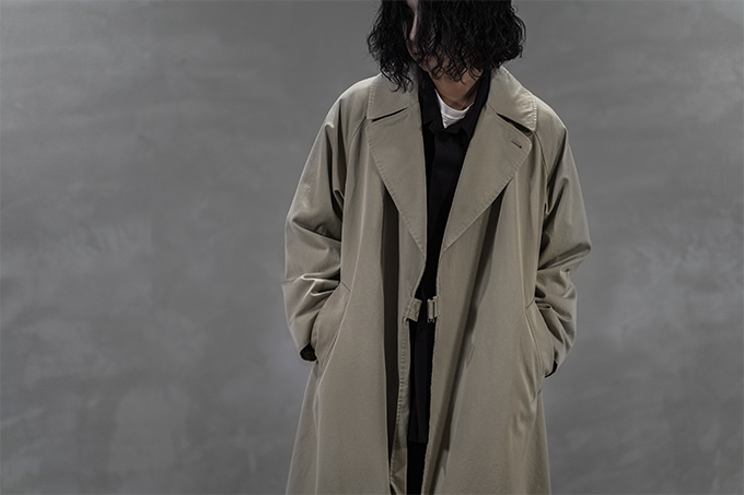 COMOLI -ウォッシュド タイロッケンコート, ウールギャバ B.D.U