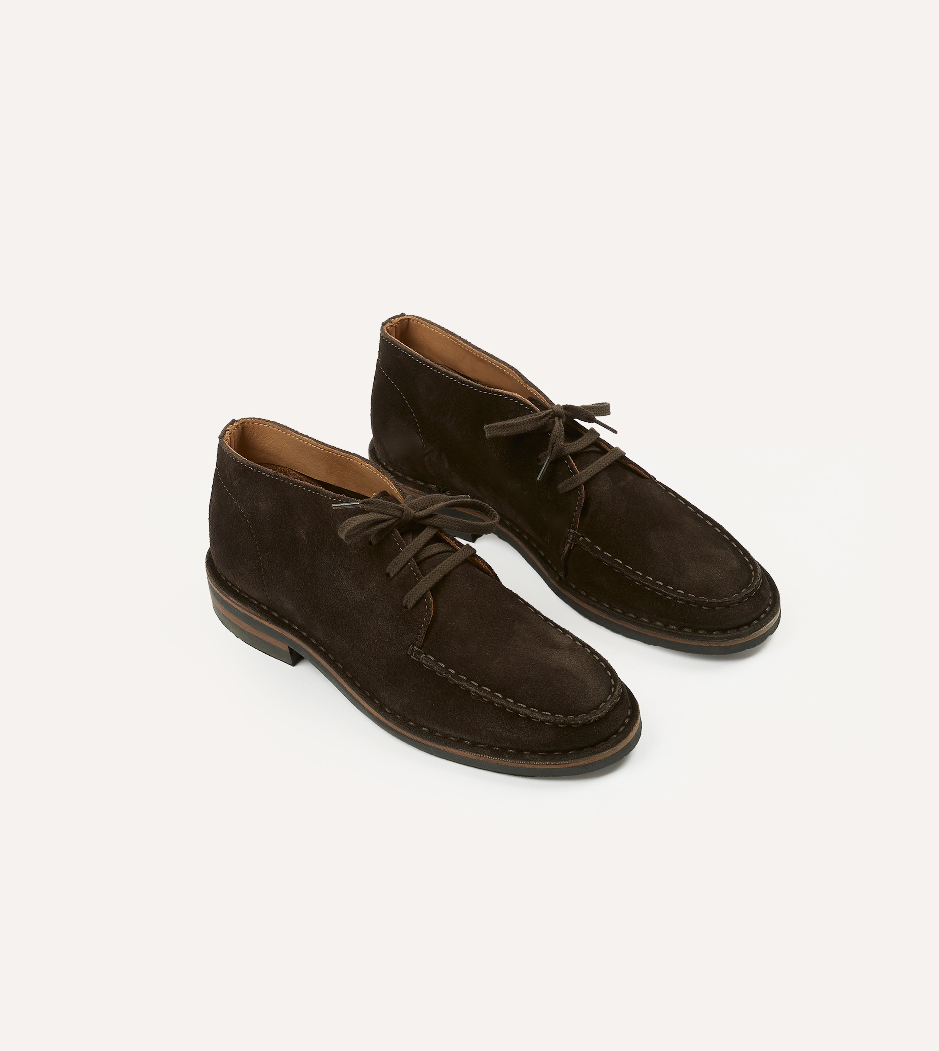 Crosby Moc-Toe Chukka Boot Dark Brown Roughout Suede with Rubber