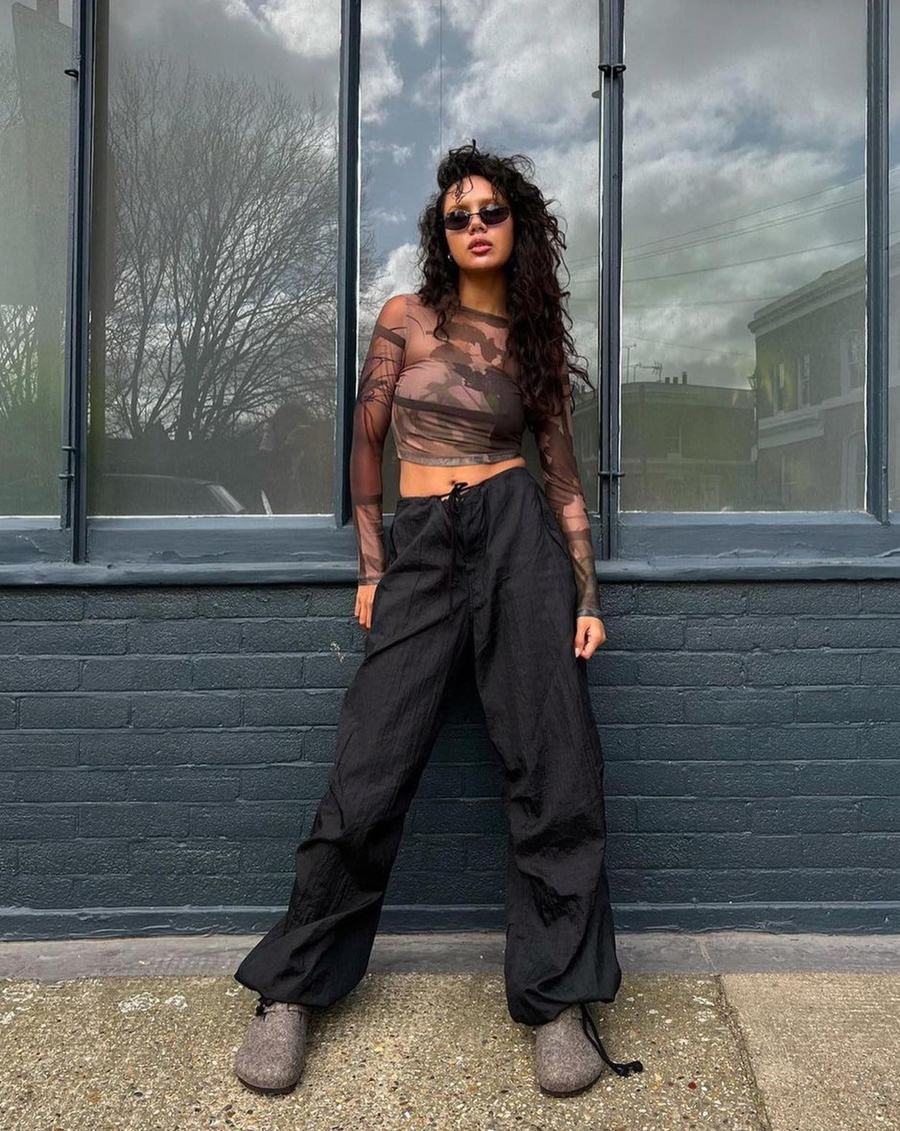 Black Wide Leg Parachute Trousers | Chute – motelrocks-com-us