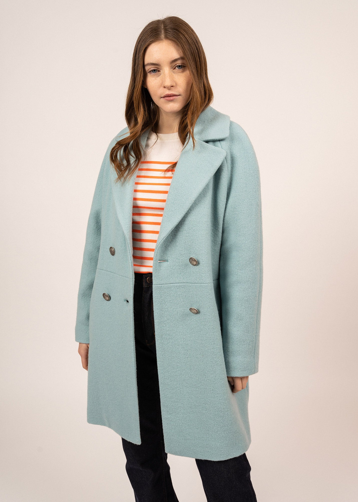 Women's Long Wool Coat | Jade, Wool Blend | Saint James® Official
