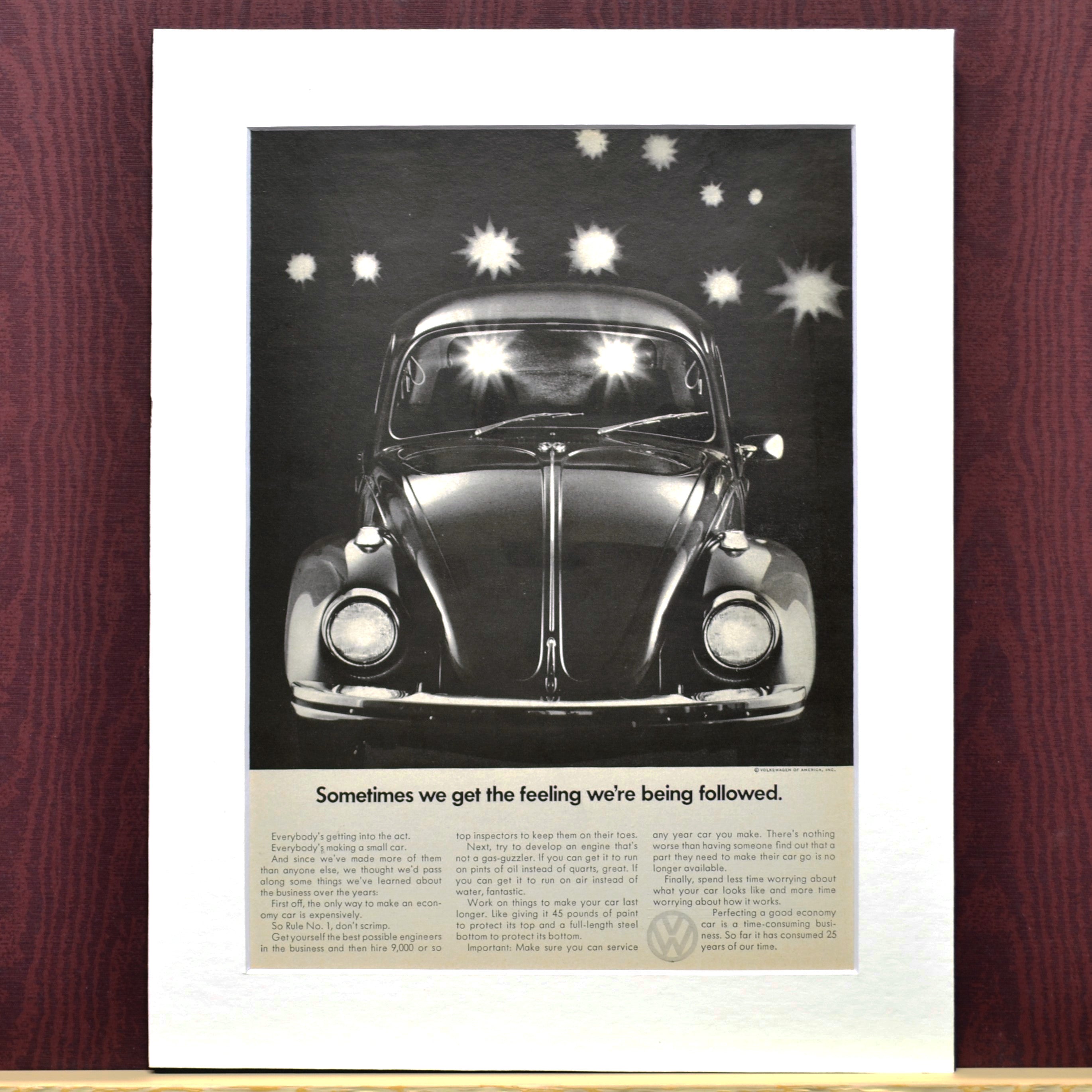 1960s Volkswagen Bug Ad – Retro VW Wall Art & Gift – Vintage Art