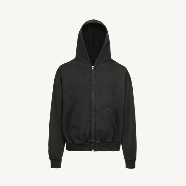 Vintage Black Oversized Zipped Hoodie. – WATC STUDIO