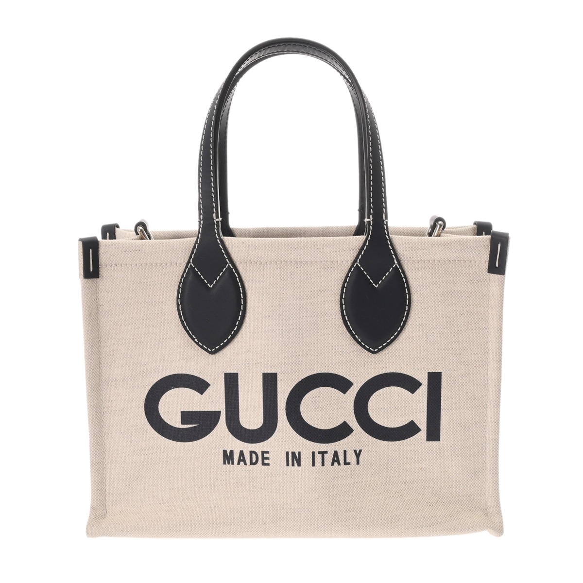 グッチ GUCCIプリント スモールトートバッグ 2WAY ベージュ/ネイビー