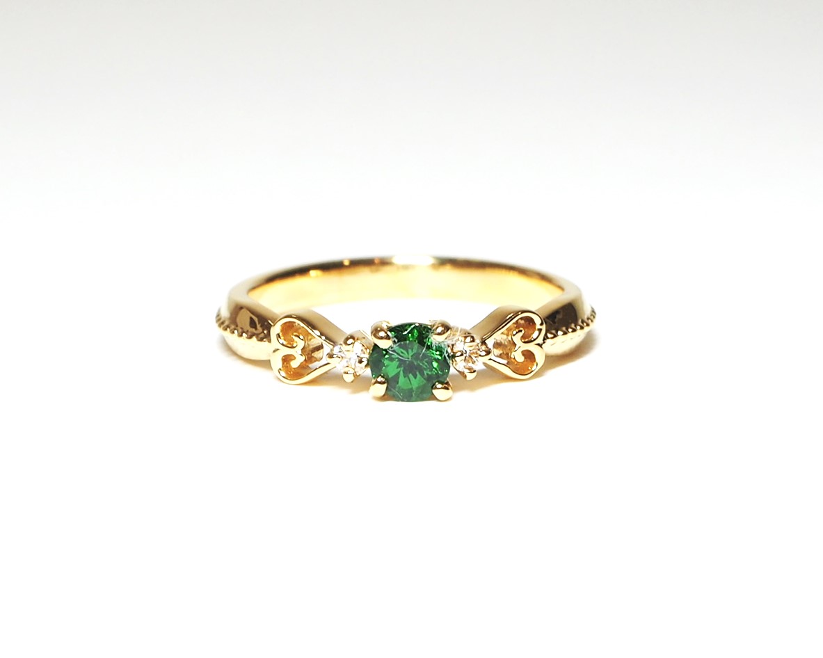 K18 グリーンガーネット ダイヤモンド リング - JEWELRY YAYOI
