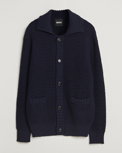 Zanone Virgin Merino Wool Chioto Cardigan Navy at CareOfCarl.com