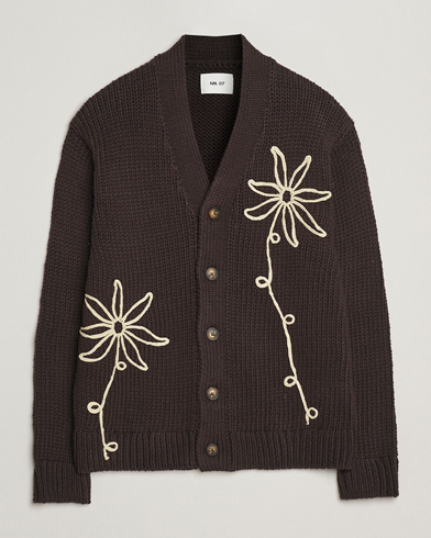 William Lockie Rob Lambswool Cardigan Mocha at CareOfCarl.com
