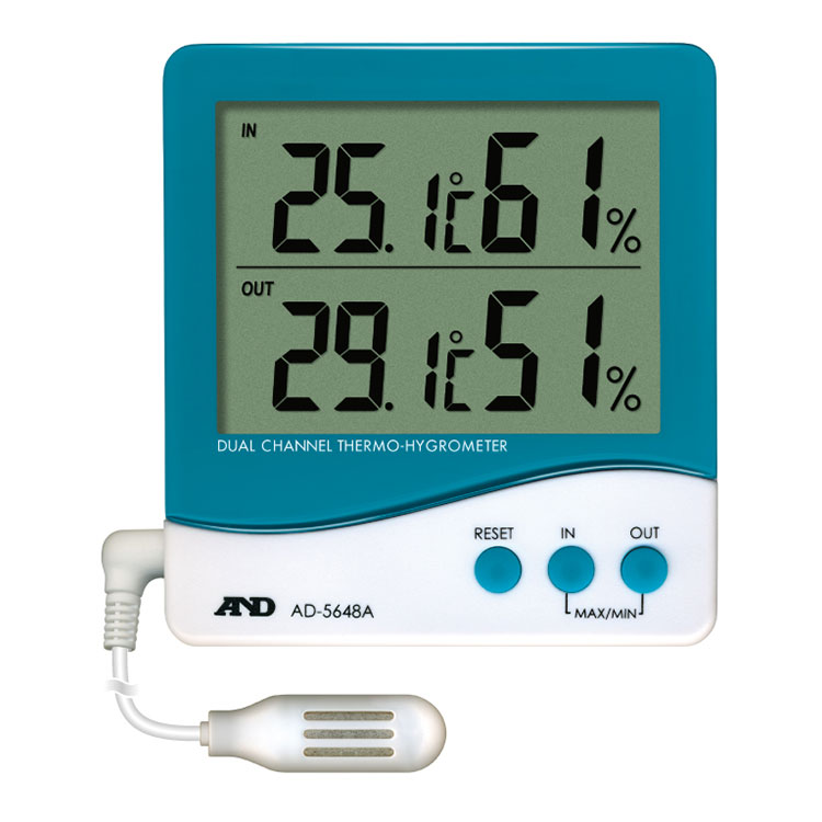 外部センサー付き温湿度計 AD-5648A（デュアルチャンネル） | 電子計測