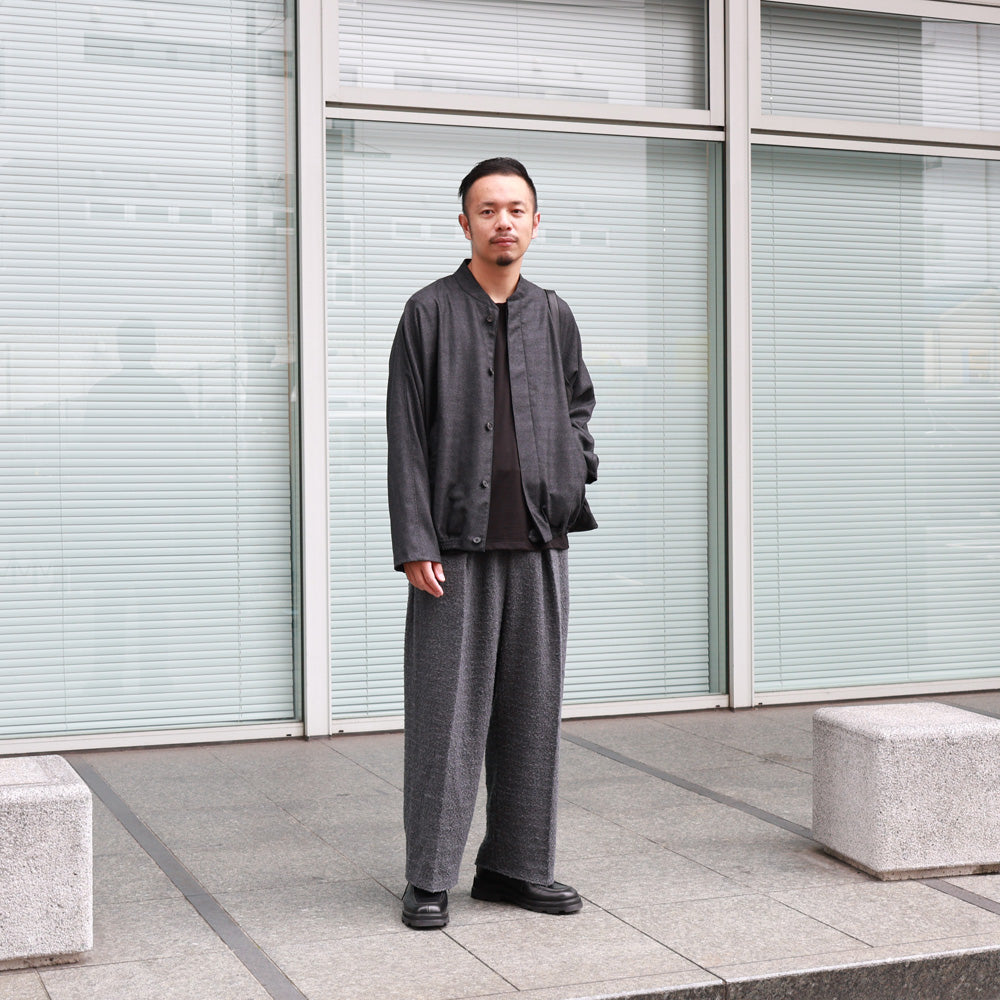 nonnotte(ノノット) - Draping Elastic In Tuck Wide Trousers N Tweed