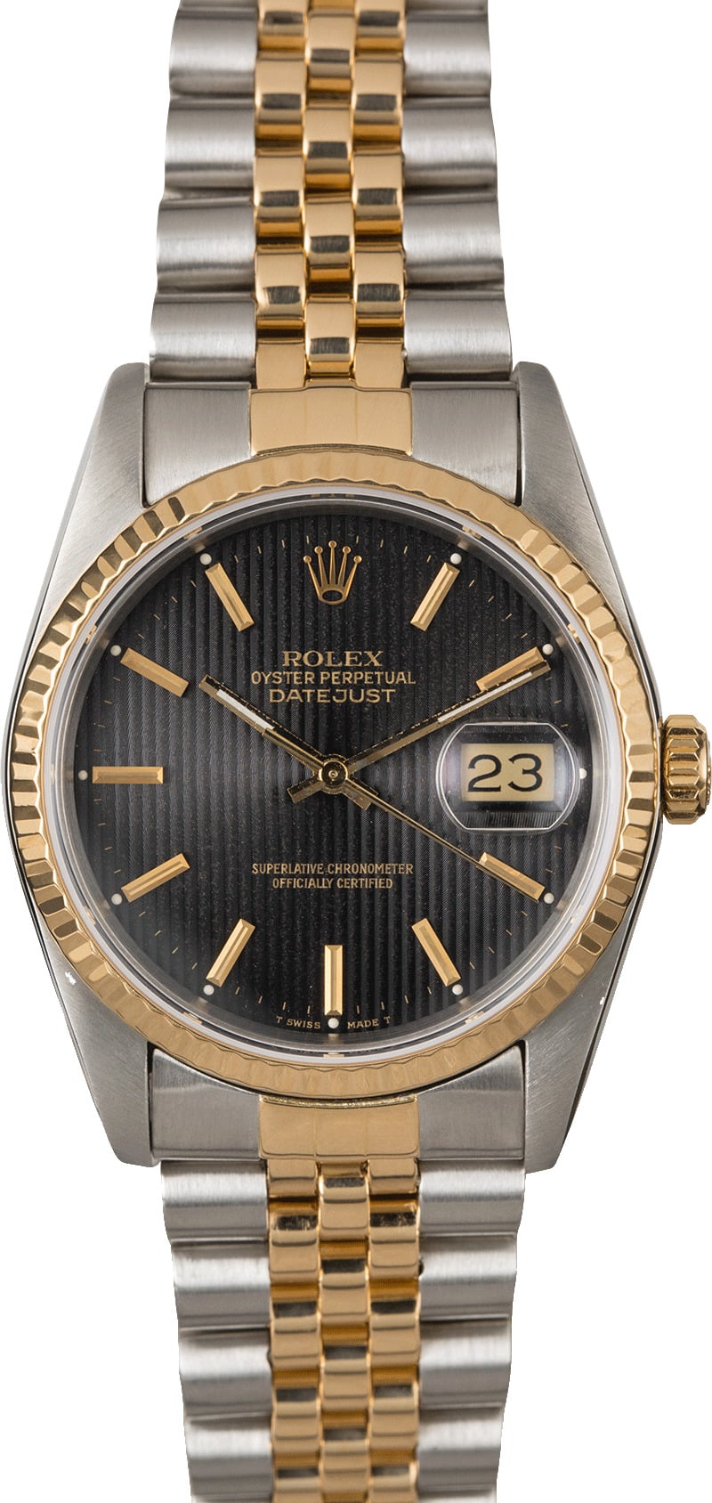 Men's Rolex Datejust 16233 Black Tapestry Dial