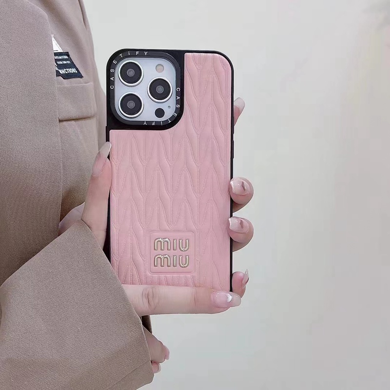 MiuMiu アイフォン14/14pro/14+ケース 上質皮革 ミュウミュウ