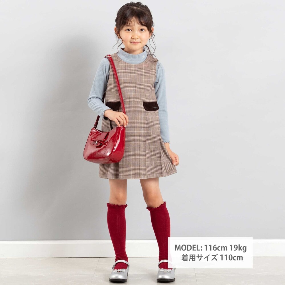 お揃い】グレンチェックプリーツジャンパースカート(90~150cm)(90cm