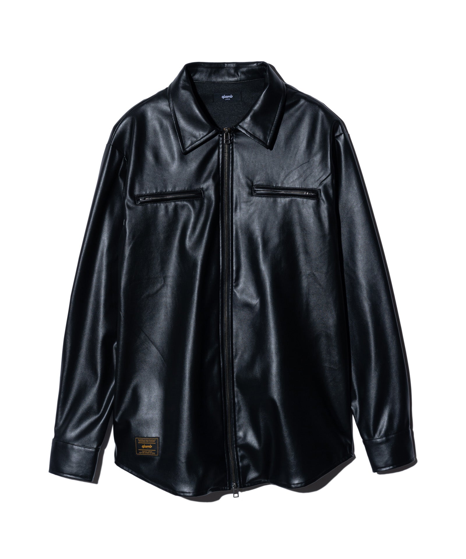 GB0325/SH06 : Synth Leather Shirt / シンセレザーシャツ | glamb