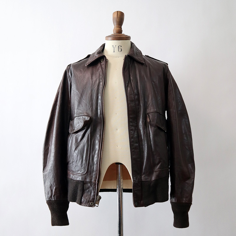 80's SCHOTT LEATHER A-2 style ZIP JACKET,USED/VINTAGE (Men's