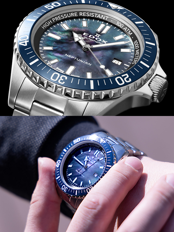 エドックス(EDOX) 2024新作 海の神を象った1,000m防水ダイバーズを彩る