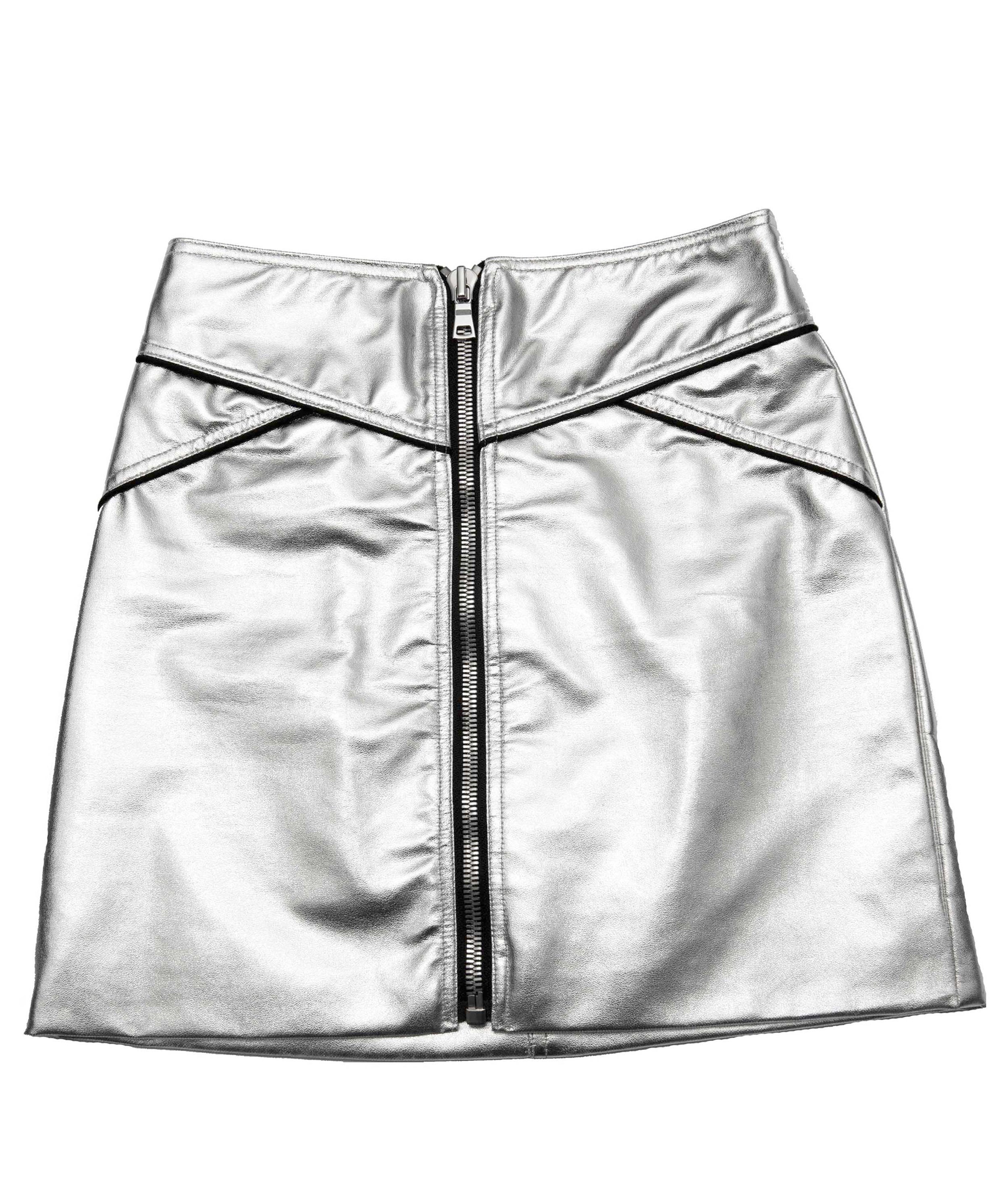 METALLIC SILVER VEGAN LEATHER MINI SKIRT – Delikate Rayne