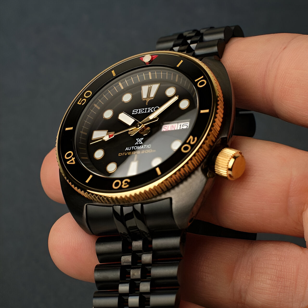 Ceramic Insert - SRP Turtle Red T Black X Gold - DLW WATCHES