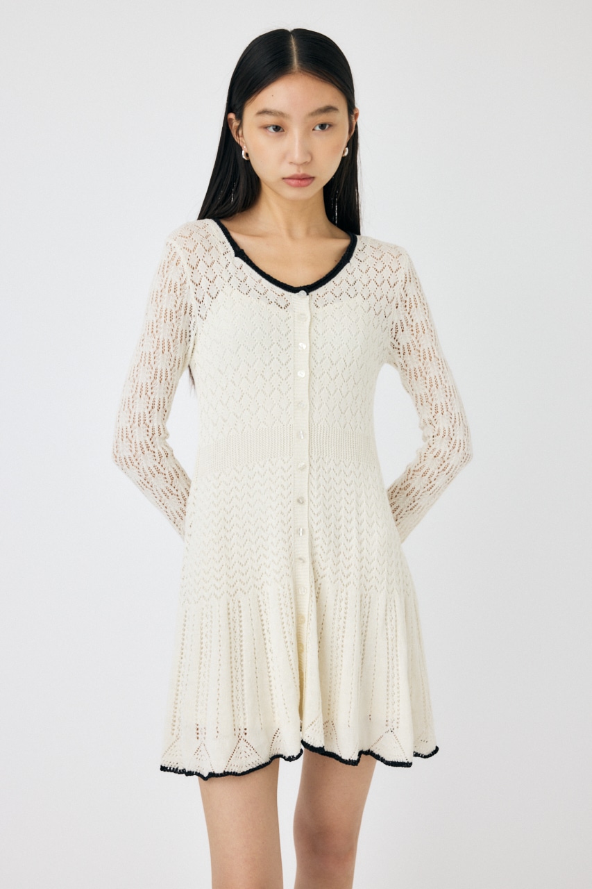 MOUSSY | EYELET LACE KNIT ミニドレス (ワンピース(ミニ・ミディアム